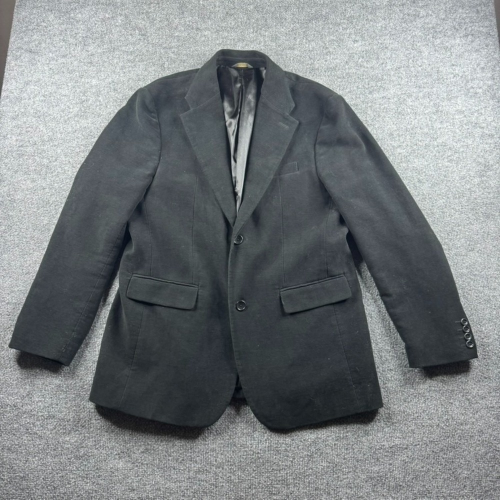 Banana Republic Blazer Men 42R Black Suede Sport Coat Jacket Suit Cotton Career